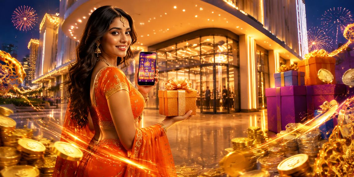 Indian player enjoying mobile casino app in vibrant setting