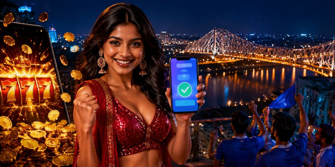 Indian player enjoying slots game in Kolkata with vibrant colors