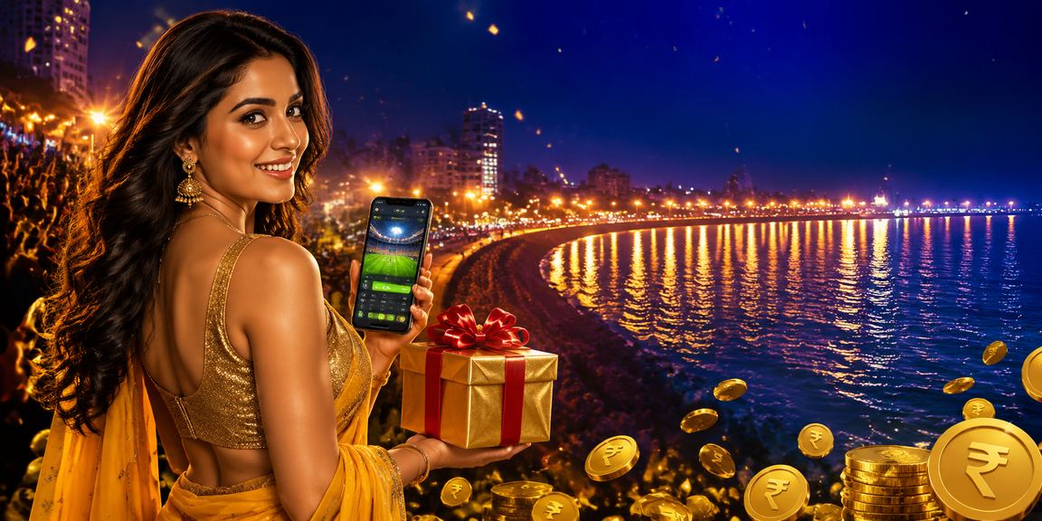Festive casino betting scene at Mumbai Marine Drive in rupee theme